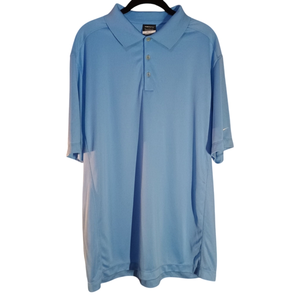 Nike Golf Mens DRI FIT Size XL Light (Baby) Blue Polo Perfect Embroidered Swoosh